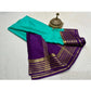 Generic Women's Crepe Chit Pallu Solid Saree With Unstitched Blouse 5.5Mtr (Sky Blue)