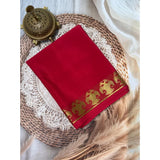 Generic Women's Crepe Chit Pallu Solid Saree With Unstitched Blouse 5.5Mtr (Red)