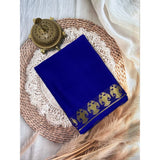 Generic Women's Crepe Chit Pallu Solid Saree With Unstitched Blouse 5.5Mtr (Navy Blue)