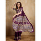 Generic Women's Satin Crepe Printed Saree With Unstitched Blouse 5.5Mtr (Purple)