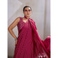 Generic Women's Satin Crepe Printed Saree With Unstitched Blouse 5.5Mtr (Maroon)