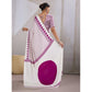 Generic Women's Satin Crepe Printed Saree With Unstitched Blouse 5.5Mtr (White)