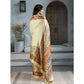 Generic Women's Satin Crepe Printed Saree With Unstitched Blouse 5.5Mtr (Cream)