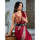 Generic Women's Satin Crepe Printed Saree With Unstitched Blouse 5.5Mtr (Maroon)