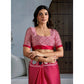Generic Women's Satin Crepe Printed Saree With Unstitched Blouse 5.5Mtr (Red)