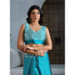 Generic Women's Satin Crepe Printed Saree With Unstitched Blouse 5.5Mtr (Sky Blue)