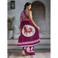 Generic Women's Satin Crepe Printed Saree With Unstitched Blouse 5.5Mtr (Purple)