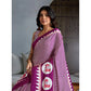Generic Women's Satin Crepe Printed Saree With Unstitched Blouse 5.5Mtr (Purple)