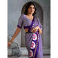 Generic Women's Satin Crepe Printed Saree With Unstitched Blouse 5.5Mtr (Blue)
