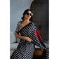 Generic Women's Satin Crepe Printed Saree With Unstitched Blouse 5.5Mtr (Black)