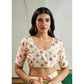 Generic Women's Satin Crepe Printed Saree With Unstitched Blouse 5.5Mtr (Off White)