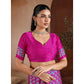 Generic Women's Satin Crepe Printed Saree With Unstitched Blouse 5.5Mtr (Pink)
