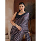 Generic Women's Satin Crepe Printed Saree With Unstitched Blouse 5.5Mtr (Black)
