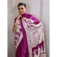 Generic Women's Satin Crepe Printed Saree With Unstitched Blouse 5.5Mtr (Purple)