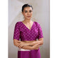Generic Women's Satin Crepe Printed Saree With Unstitched Blouse 5.5Mtr (Purple)