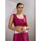 Generic Women's Satin Crepe Printed Saree With Unstitched Blouse 5.5Mtr (Maroon)