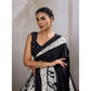 Generic Women's Satin Crepe Printed Saree With Unstitched Blouse 5.5Mtr (Black)