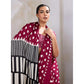 Generic Women's Satin Crepe Printed Saree With Unstitched Blouse 5.5Mtr (Maroon)