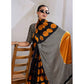 Generic Women's Satin Crepe Printed Saree With Unstitched Blouse 5.5Mtr (Mustard)
