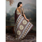 Generic Women's Satin Crepe Printed Saree With Unstitched Blouse 5.5Mtr (Brown)