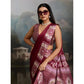 Generic Women's Satin Crepe Printed Saree With Unstitched Blouse 5.5Mtr (Maroon)