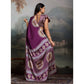 Generic Women's Satin Crepe Printed Saree With Unstitched Blouse 5.5Mtr (Purple)