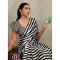 Generic Women's Satin Crepe Printed Saree With Unstitched Blouse 5.5Mtr (Black)