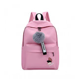 Generic Unisex PU Leather Solid Medium Zipper Backpack (Pink)