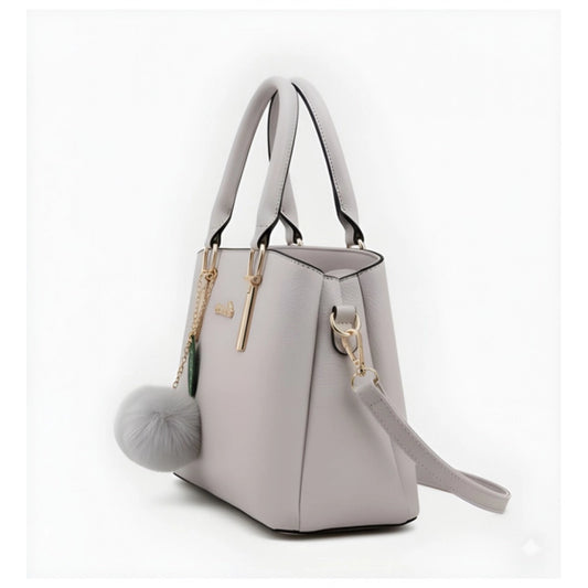 Generic Women's PU Leather Solid Shoulder Zipper Handbag (Grey)