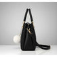Generic Women's PU Leather Solid Shoulder Zipper Handbag (Black)