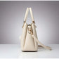 Generic Women's PU Leather Solid Shoulder Zipper Handbag (Cream)