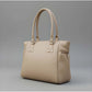 Generic Women's PU Leather Solid Shoulder Zipper Handbag (Beige)