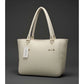 Generic Women's PU Leather Solid Shoulder Zipper Handbag (Cream)
