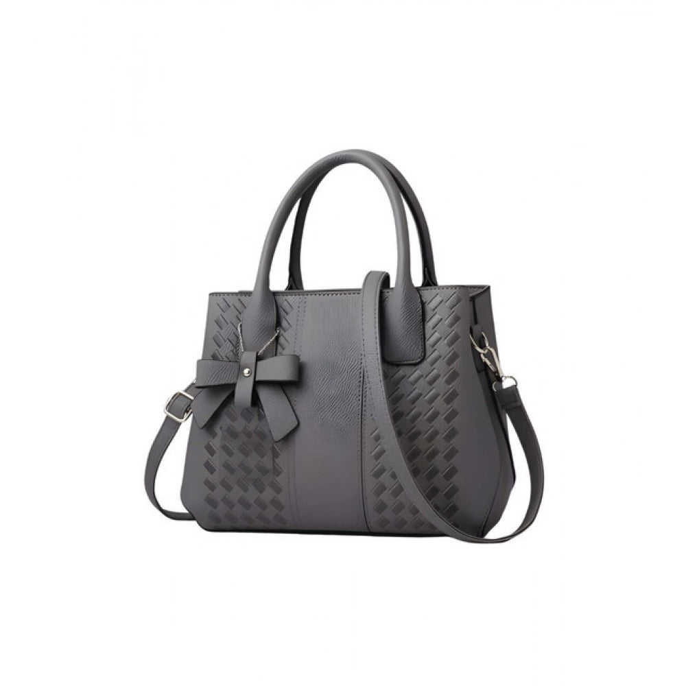 Generic Women's PU Leather Solid Shoulder Zipper Handbag (Grey)