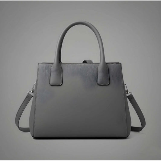 Generic Women's PU Leather Solid Shoulder Zipper Handbag (Grey)