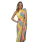 Generic Women's Linen Printed Saree With Unstitched Blouse 5.5Mtr (Multicolor)
