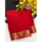 Generic Women's Vichitra Silk Printed Saree With Unstitched Blouse 5.5Mtr (Red)