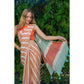Generic Women's Linen Printed Saree With Unstitched Blouse 5.5Mtr (Orange)