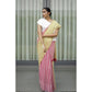 Generic Women's Linen Printed Saree With Unstitched Blouse 5.5Mtr (Yellow)