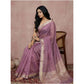 Generic Women's Cotton Printed Saree With Unstitched Blouse 5.5Mtr (Purple)