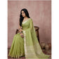 Generic Women's Cotton Printed Saree With Unstitched Blouse 5.5Mtr (Light Green)