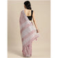 Generic Women's Linen Cotton Printed Saree With Unstitched Blouse 5.5Mtr (Purple)