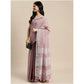 Generic Women's Linen Cotton Printed Saree With Unstitched Blouse 5.5Mtr (Purple)