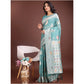 Generic Women's Linen Cotton Printed Saree With Unstitched Blouse 5.5Mtr (Sea Green)
