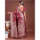 Generic Women's Banarasi Silk Printed Saree With Unstitched Blouse 5.5Mtr (Maroon)