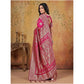Generic Women's Silk Blend Printed Saree With Unstitched Blouse 5.5Mtr (Magenta)