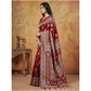 Generic Women's Silk Blend Printed Saree With Unstitched Blouse 5.5Mtr (Maroon)
