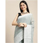 Generic Women's Linen Printed Saree With Unstitched Blouse 5.5Mtr (Sea Green)