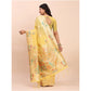 Generic Women's Linen Cotton Printed Saree With Unstitched Blouse 5.5Mtr (Yellow)