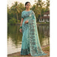 Generic Women's Linen Cotton Printed Saree With Unstitched Blouse 5.5Mtr (Sea Green)